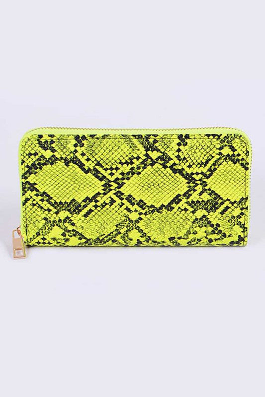 Neon Python Printed Fashion Wallet