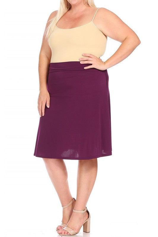 Plus size, solid, A-line pull on skirt