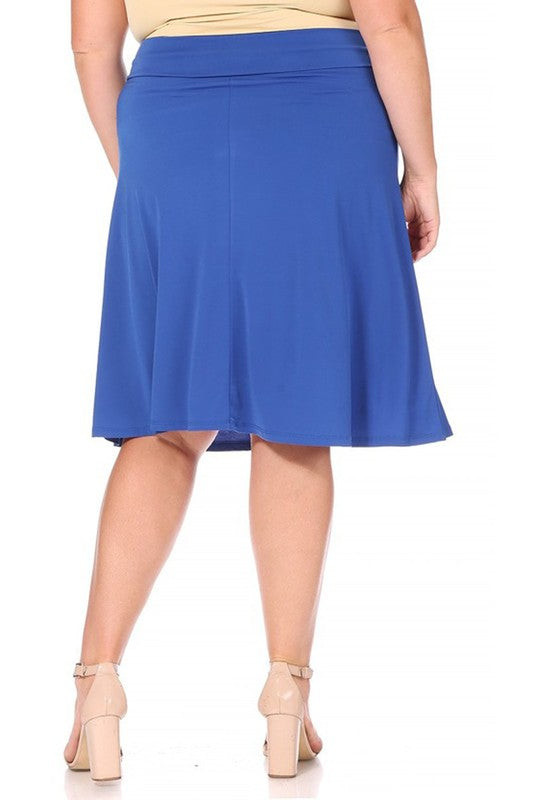 Plus size, solid, A-line pull on skirt