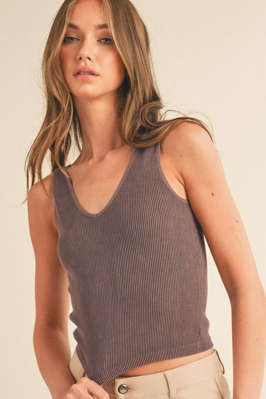 Seamless Reversible Stonewashed Ribbed Tank