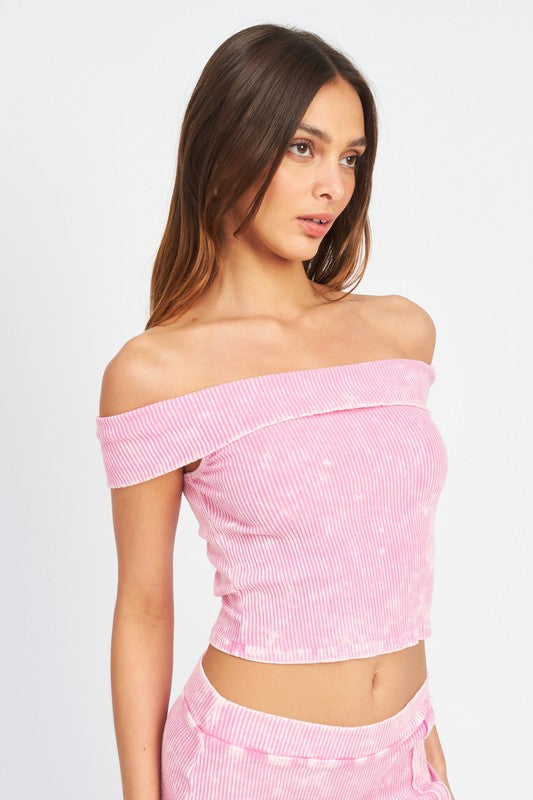 GARMENT DYE STRAPLESS CROP TOP