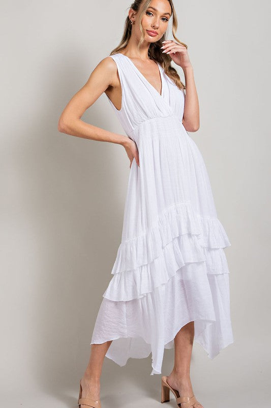 V-Neck Ruffle Maxi Dress