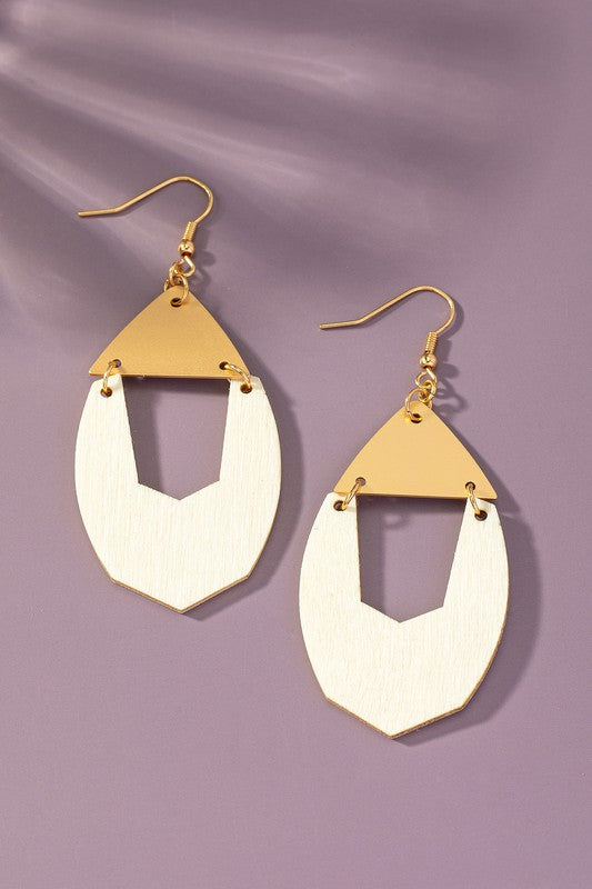 Wood arch drop earrings