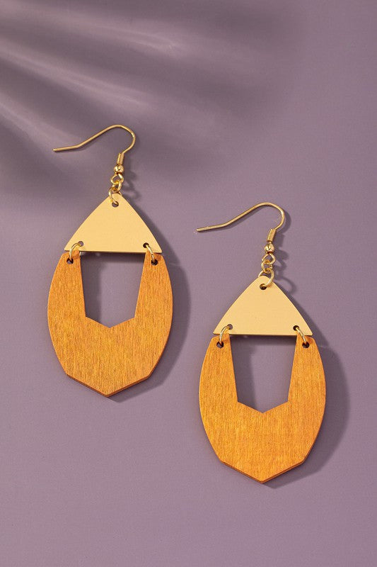 Wood arch drop earrings