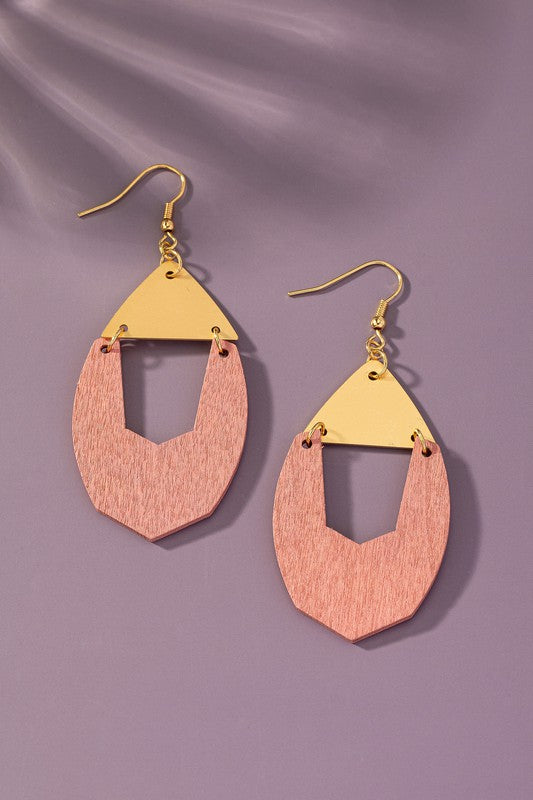 Wood arch drop earrings