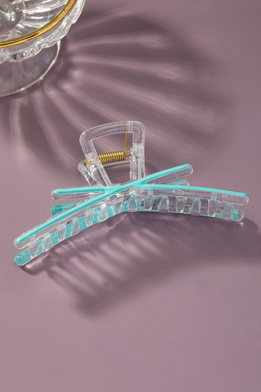 X SHAPE CLEAR HAIR CLAW CLIP WITH ENAMEL COLORS