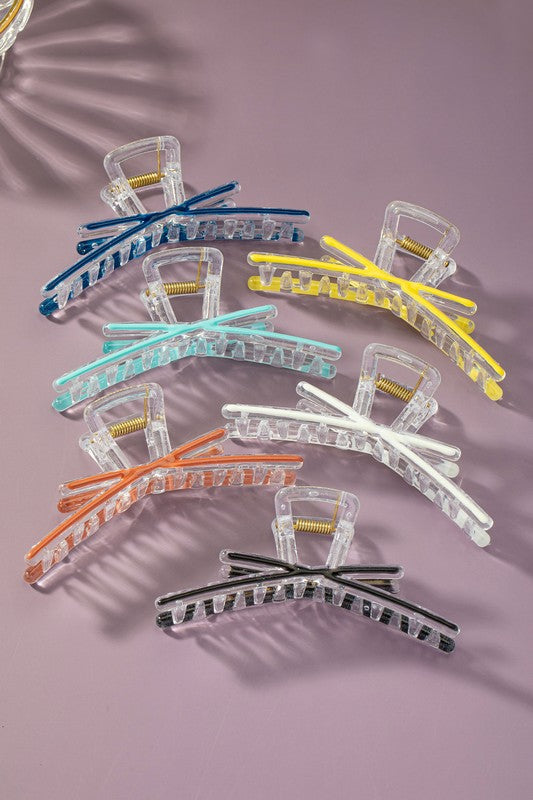 X SHAPE CLEAR HAIR CLAW CLIP WITH ENAMEL COLORS