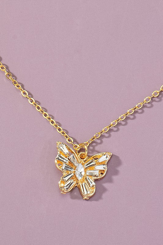 CZ BUTTERFLY PENDANT NECKLACE