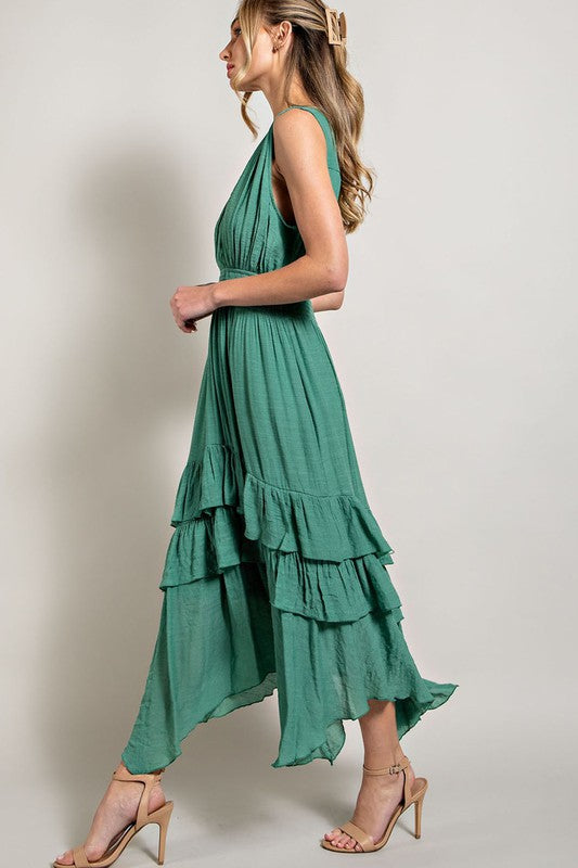 V-Neck Ruffle Maxi Dress