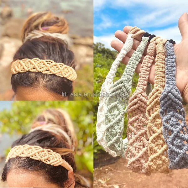 Boho crochet elastic head wrap