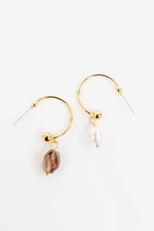 Nabi Pearl Asymmetrical Hoop Earrings