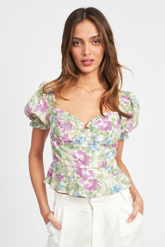 FLORAL MILK MAID BLOUSE