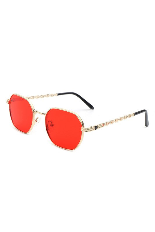 Geometric Round Chain Link Design Sunglasses