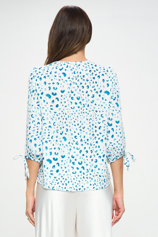 Print Top with Self Tie Sleeves