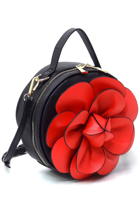 Fashion 3D Flower Round Crossbody Bag