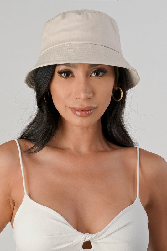 Short Brim Solid Canvas Cotton Bucket Hat