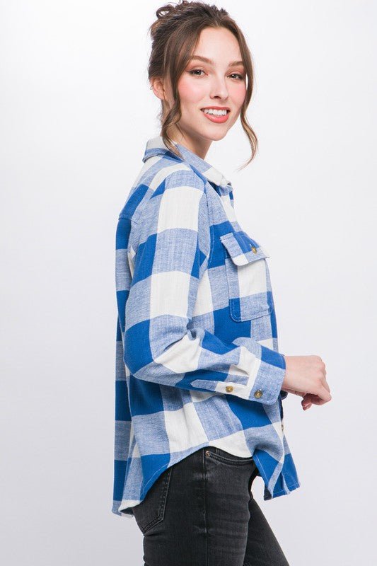 Lightweight Plaid Button Down Top