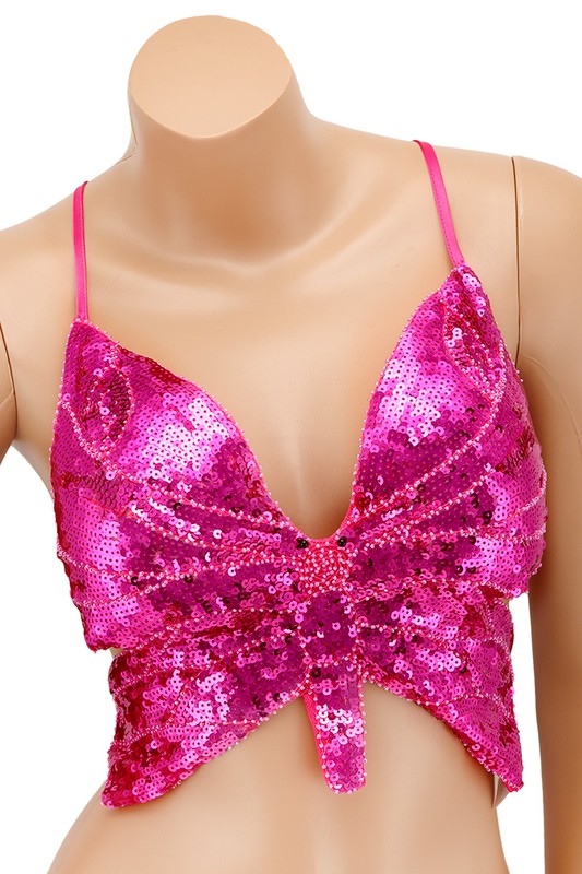 Sequin Butterfly Bra Top