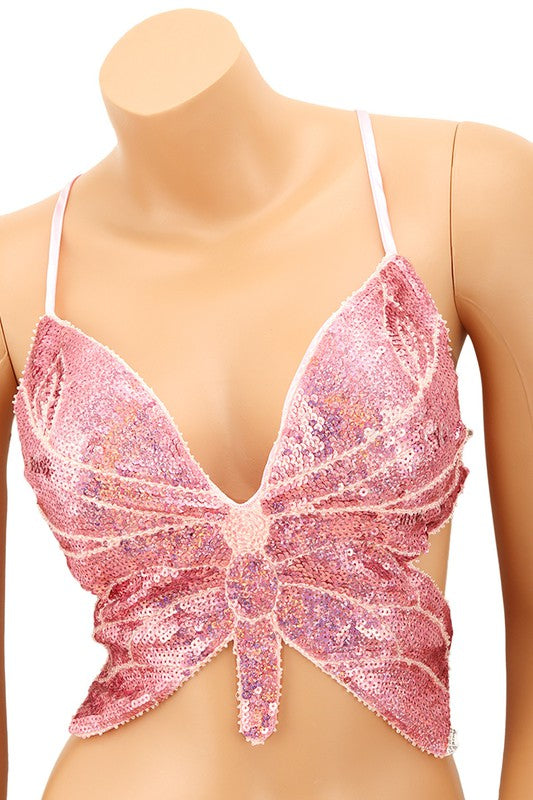 Sequin Butterfly Bra Top