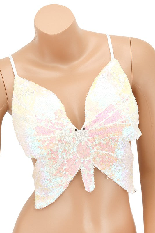 Sequin Butterfly Bra Top