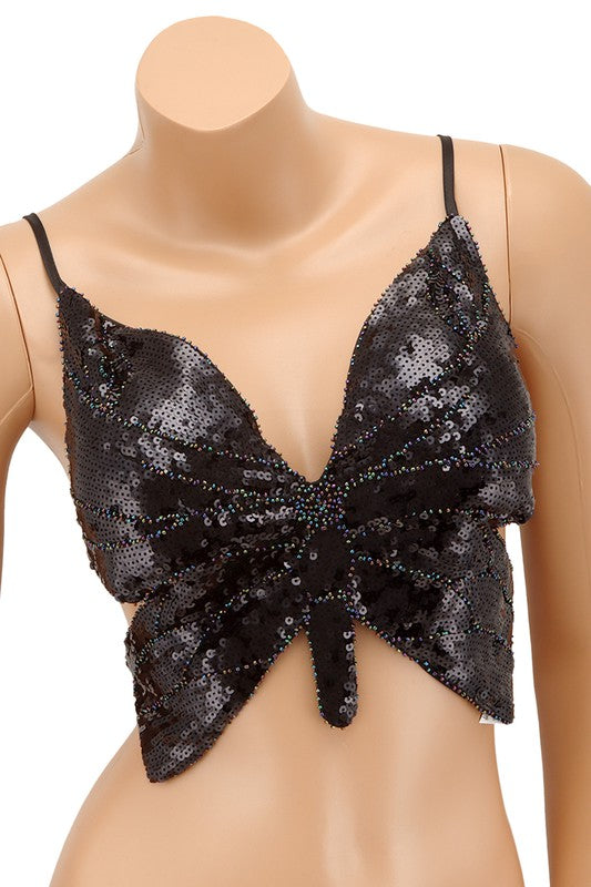 Sequin Butterfly Bra Top