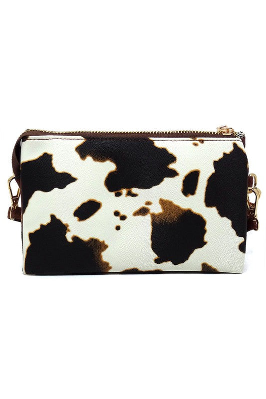 Leopard Cow Flower Crossbody Bag Clutch Wristlet