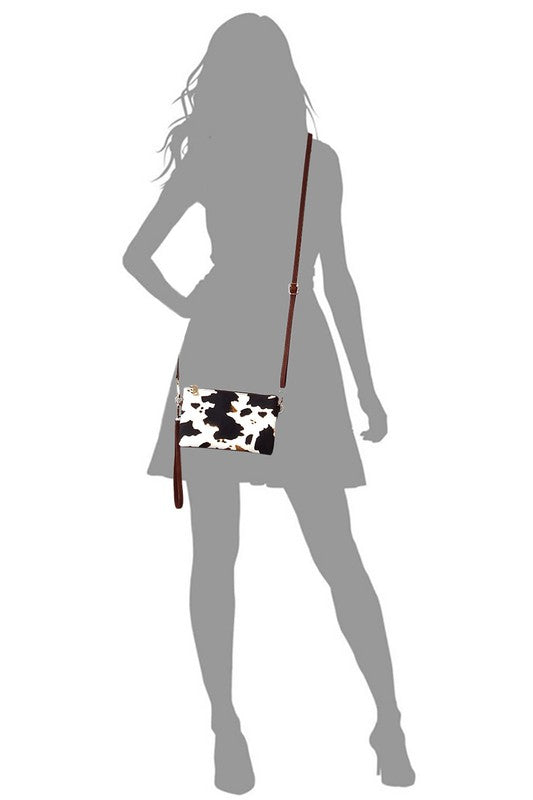 Leopard Cow Flower Crossbody Bag Clutch Wristlet