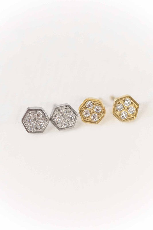 Bright Hexagon Stud Earrings