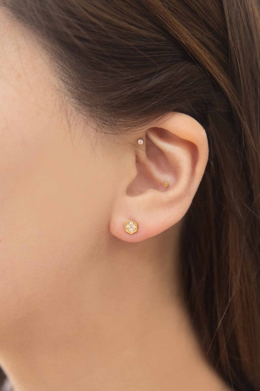 Bright Hexagon Stud Earrings