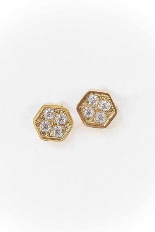 Bright Hexagon Stud Earrings