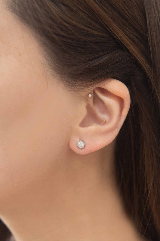 Bright Hexagon Stud Earrings