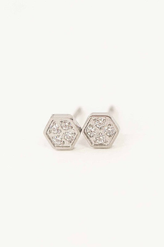 Bright Hexagon Stud Earrings