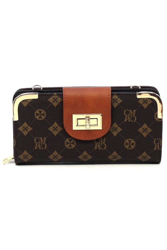 CM Monogram Turn Lock Crossbody Wallet