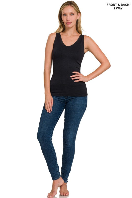 Front & Back 2-Way V-Neck Seamless Tank