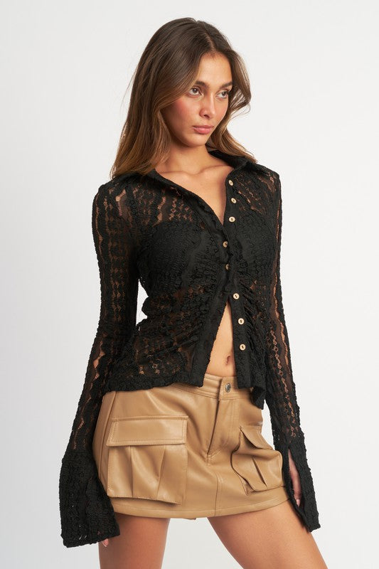 BELL SLEEVE LACE TOP