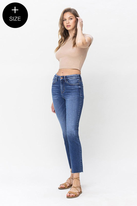 Plus Size High Rise Slim Straight Jeans