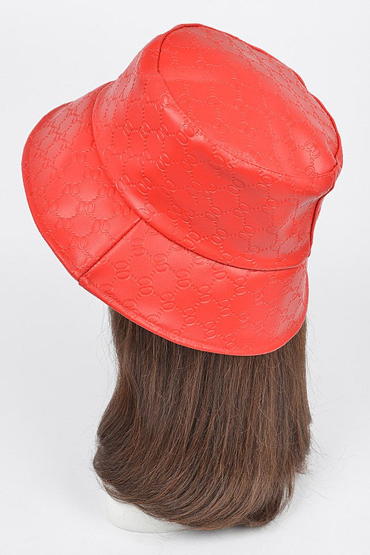 Embossed Pattern Faux Leather Bucket Hat