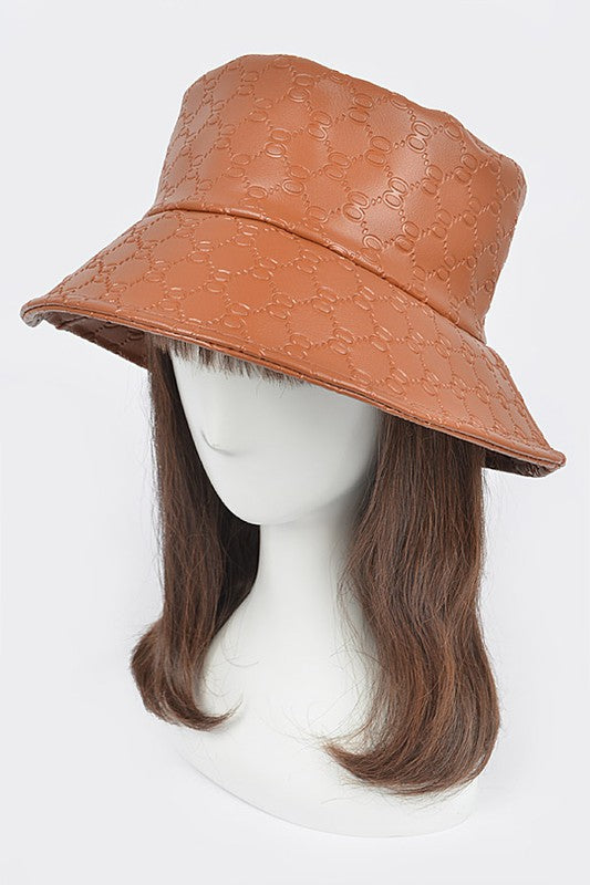 Embossed Pattern Faux Leather Bucket Hat