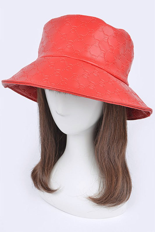 Embossed Pattern Faux Leather Bucket Hat