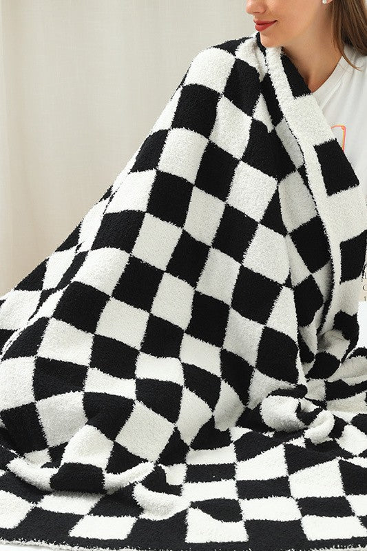 Luxe Soft Checkerboard Checker Throw Blanket