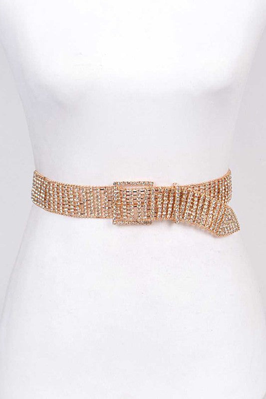 Statement Rhinestone Buckle Chain Belt