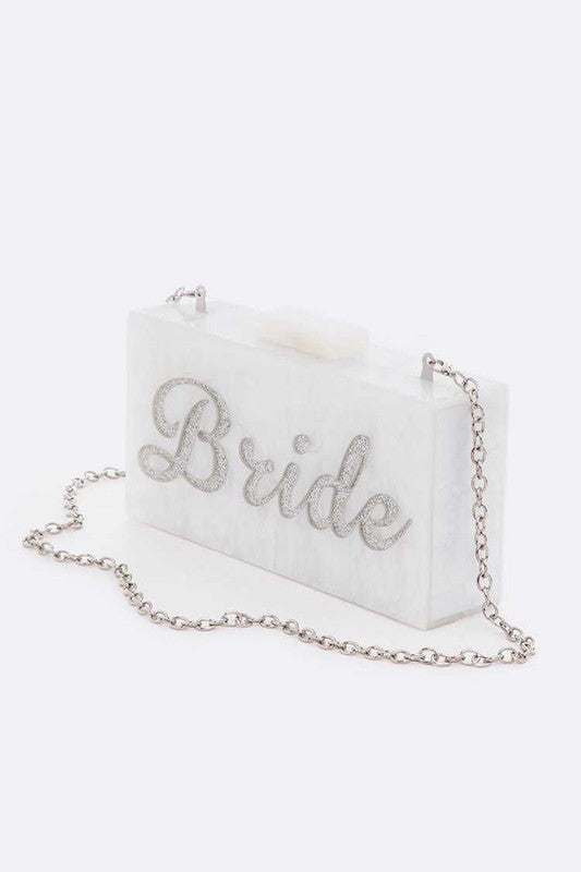 Glitter BRIDE Acrylic Box Clutch