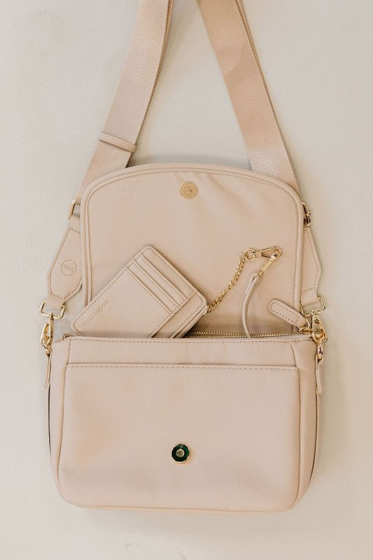 SIGNATURE CROSSBODY SHOULDER BAG WITH CARD WALLET