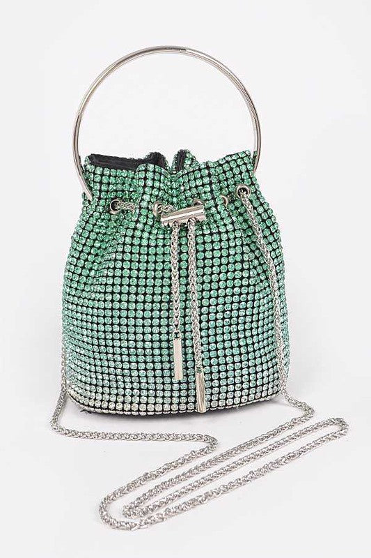 Rhinestone Top Handle Crossbody Swing Clutch Bag