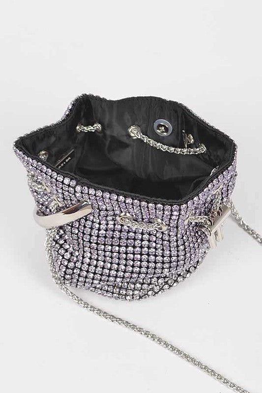 Rhinestone Top Handle Crossbody Swing Clutch Bag