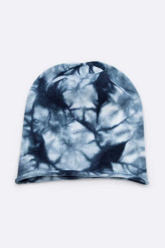 Cotton Tie Dyed Soft Knit Roll Edge Beanie