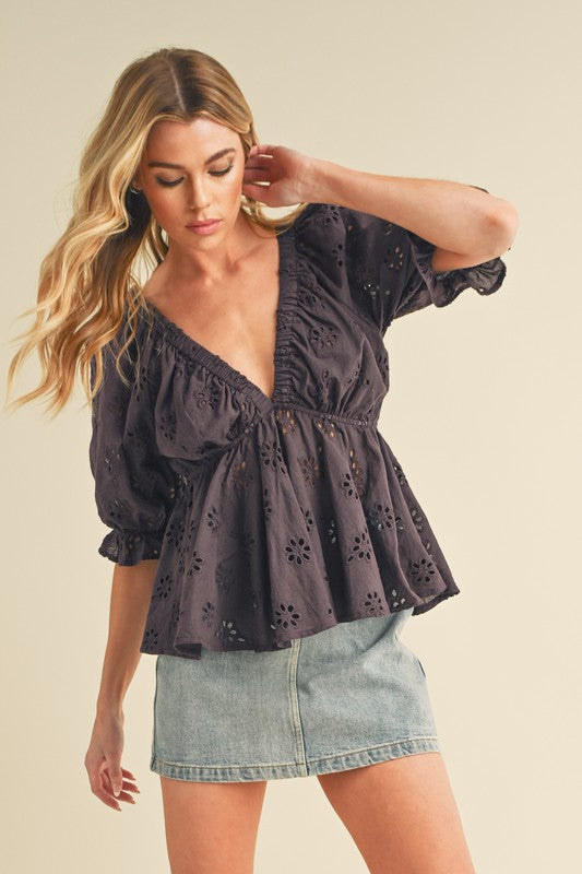 Hazle Eyelet Embroidered Top