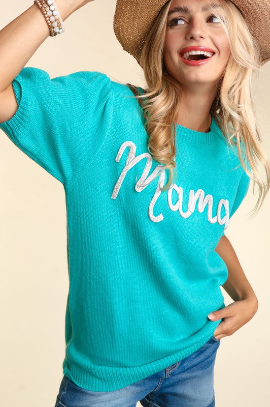 PLUS MAMA POP UP LETTER SWEATER KNIT TOP