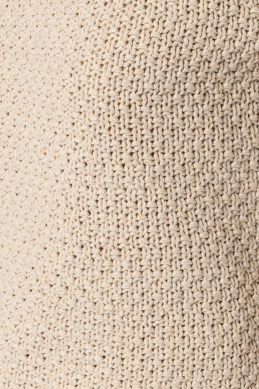 Puff Sleeve Round Neck Texture Sweater Top