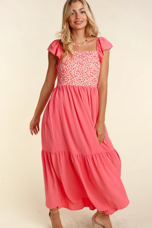 PLUS EMBROIDERY DOT WOVEN MAXI WITH SIDE POCKETS